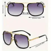 MEN BLACK W/GOLD ACCENTS DOUBLE BEAM FRAME SUNGLASSES