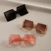 Large Fashion Frame Face-Revealing Small Flat Top Sunglasses