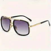 MEN BLACK W/GOLD ACCENTS DOUBLE BEAM FRAME SUNGLASSES
