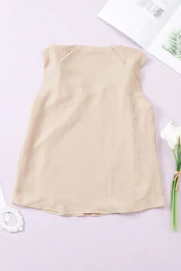 SHEWIN WOMEN V NECK KNOTTED SHOULDER SLEEVELESS TOP.