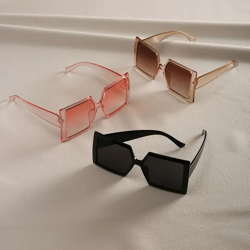 Large Fashion Frame Face-Revealing Small Flat Top Sunglasses