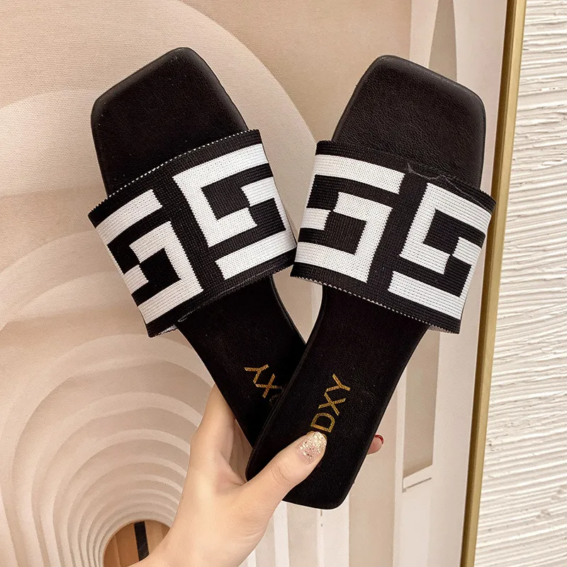 WOMEN'S LETTER EMBROIDERED FLAT SLIPPERS