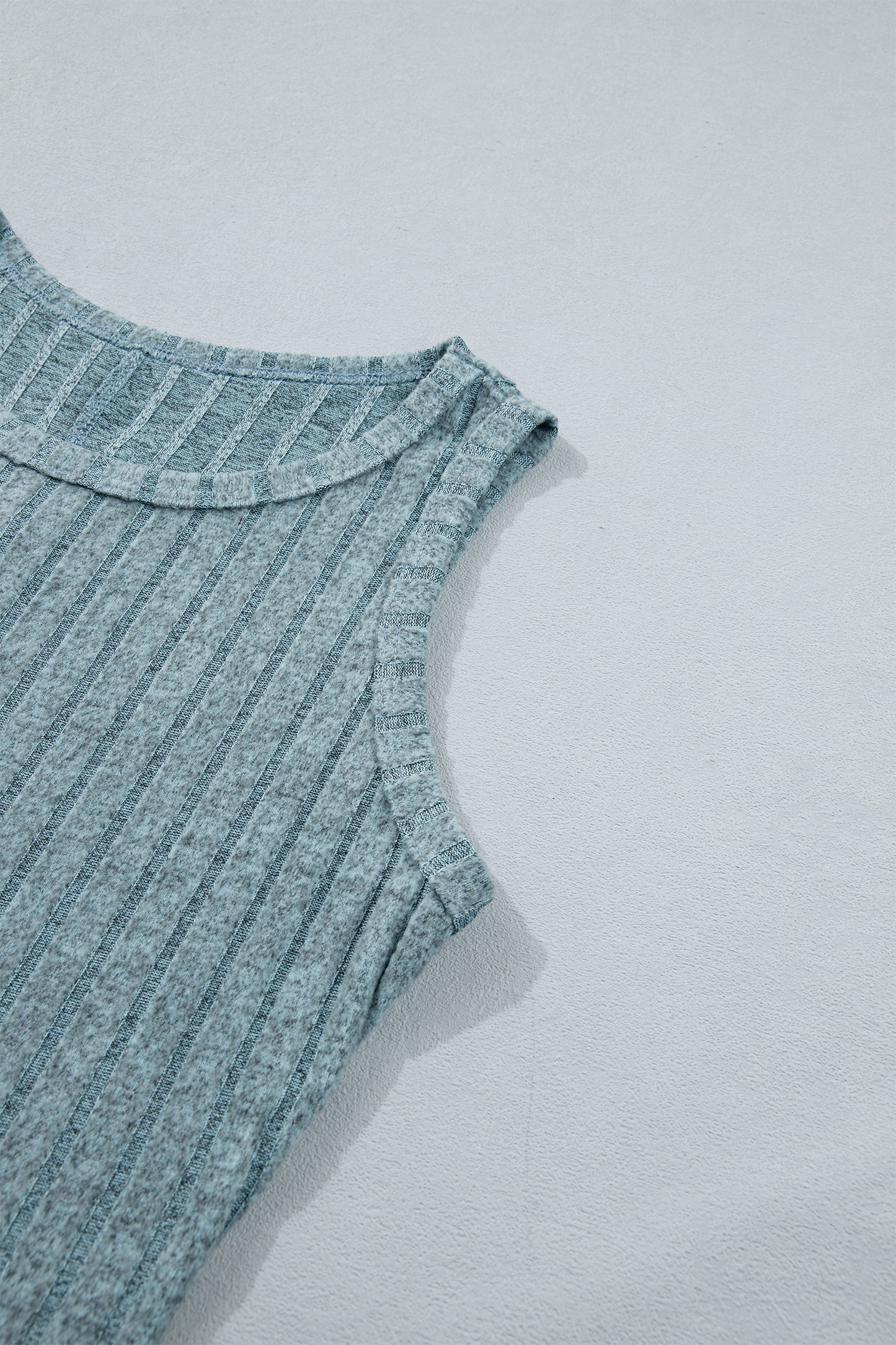 Sky Blue Slim Ribbed Mineral Wash Tank Top