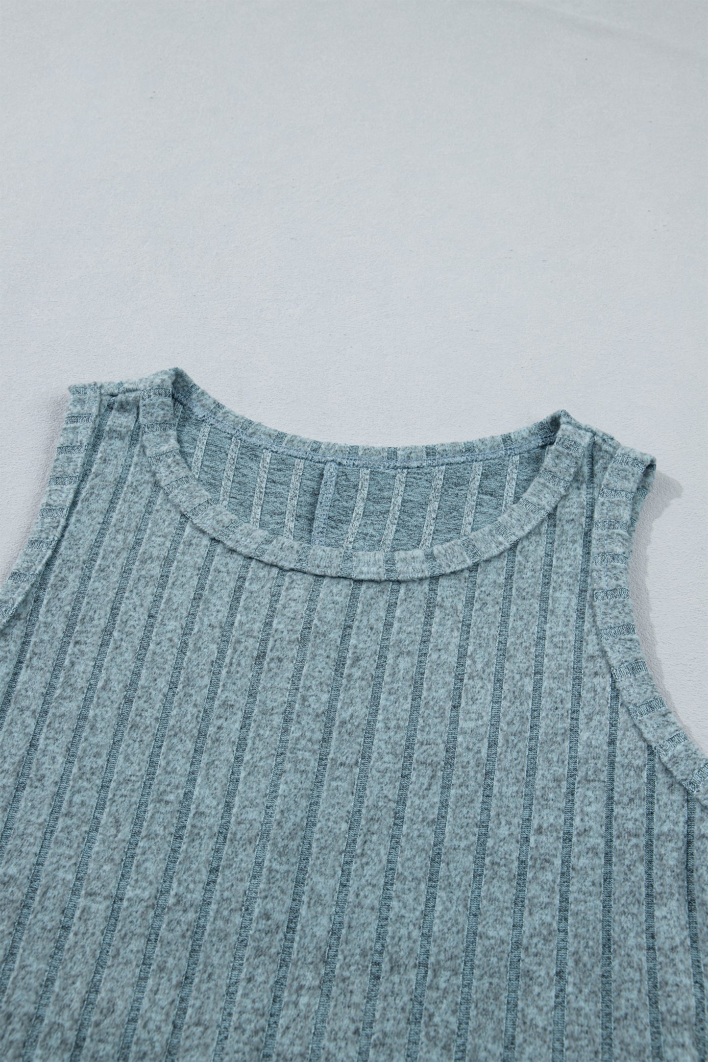 Sky Blue Slim Ribbed Mineral Wash Tank Top