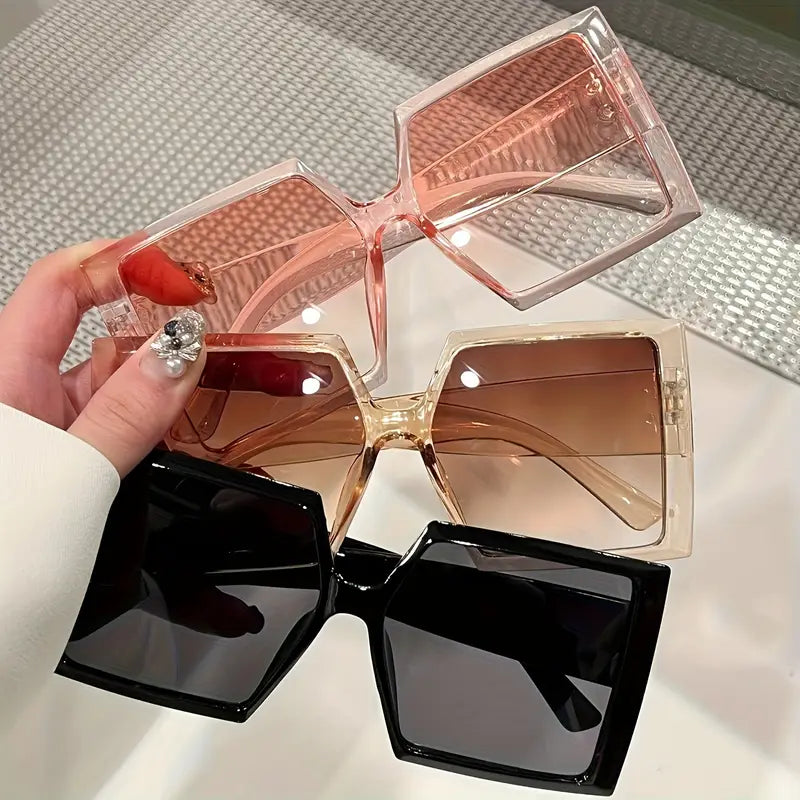 Large Fashion Frame Face-Revealing Small Flat Top Sunglasses