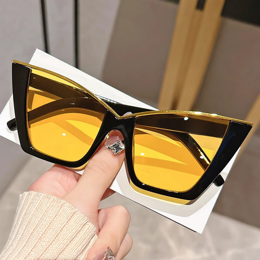 WOMEN CREAM VINTAGE CAT EYE SUNGLASSES