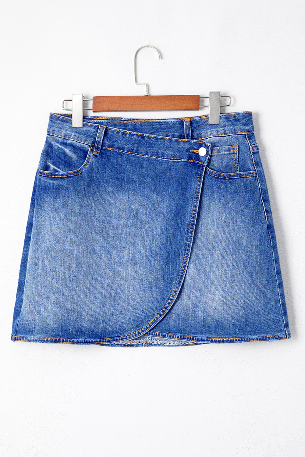 Ashleigh Blue Wrapped Crossed Waist Denim Mini Skirt Shewin