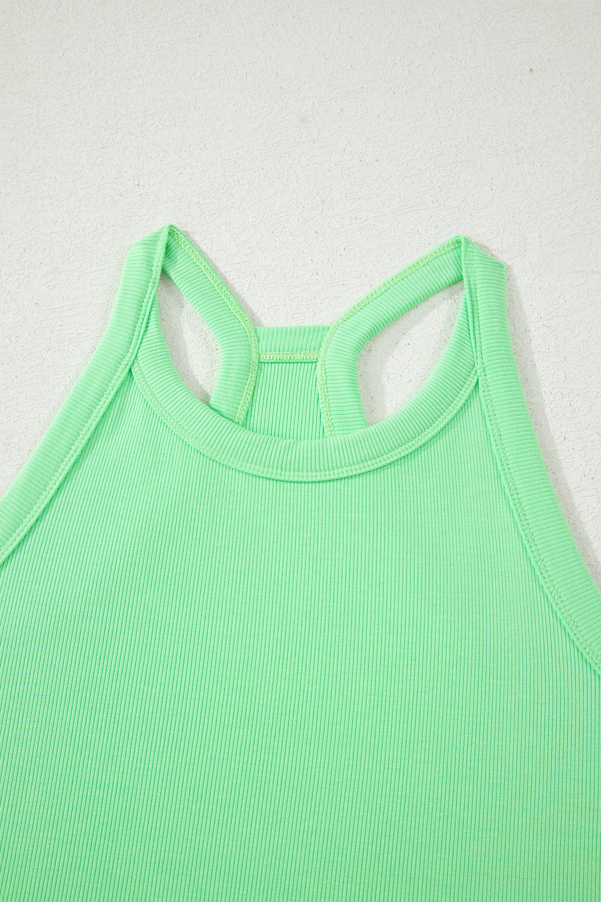 Green Slim Tank Top Elastic Waist Mini Skort 2pcs Outfit Shewin