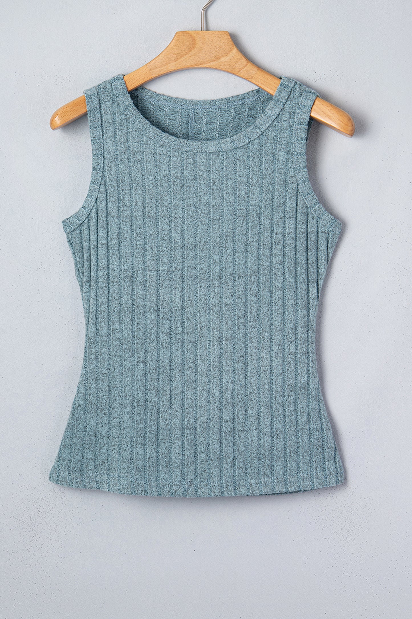Sky Blue Slim Ribbed Mineral Wash Tank Top